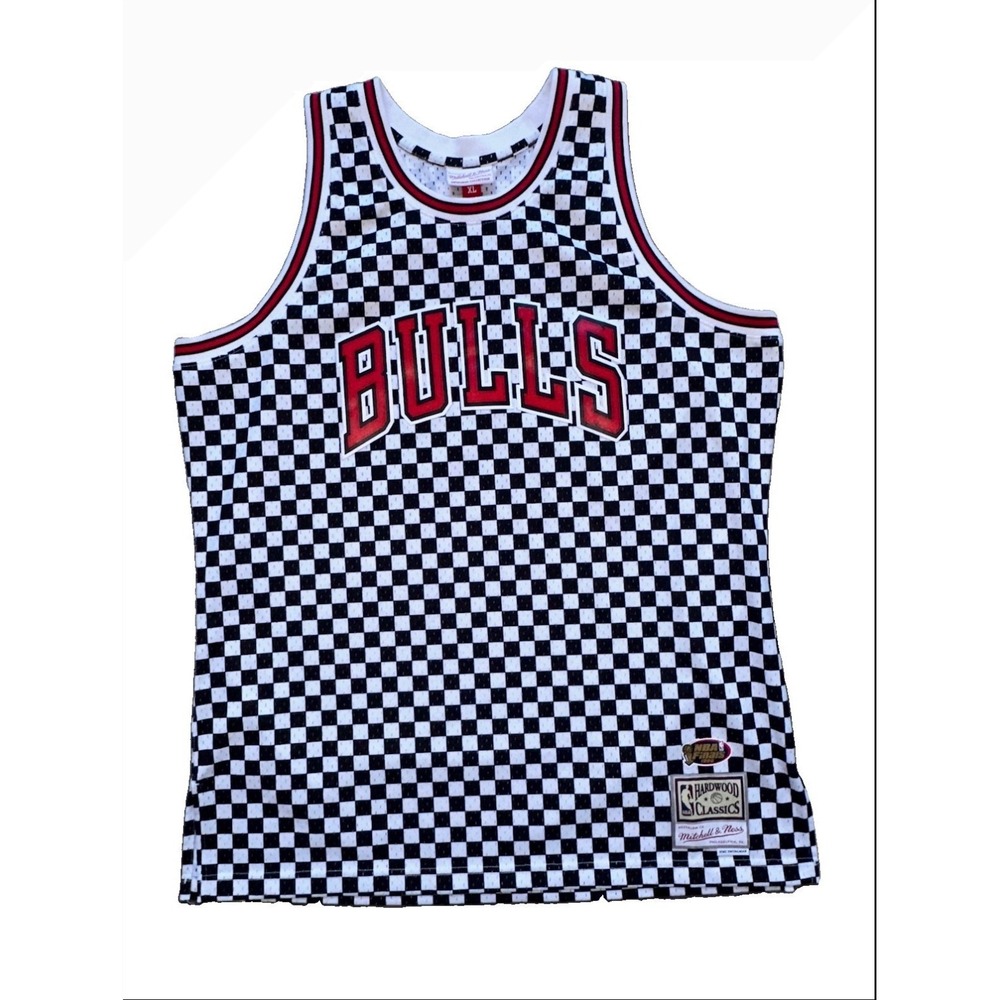 Mitchell & Ness Chicago Bulls 1996 NBA Finals Checkered Jersey XL Black White